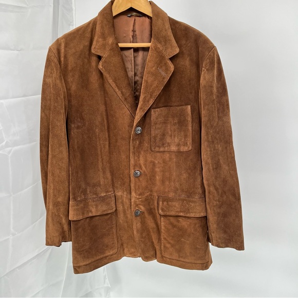 Vintage Banana Republic Mens Leather Blazer Size L Suede Jacket Sport Coat - Picture 2 of 11